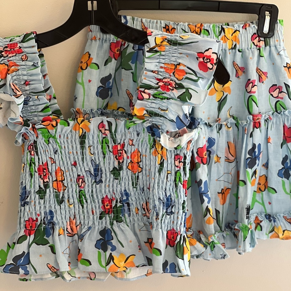 Hill house Paz top and matching skirt blue floral